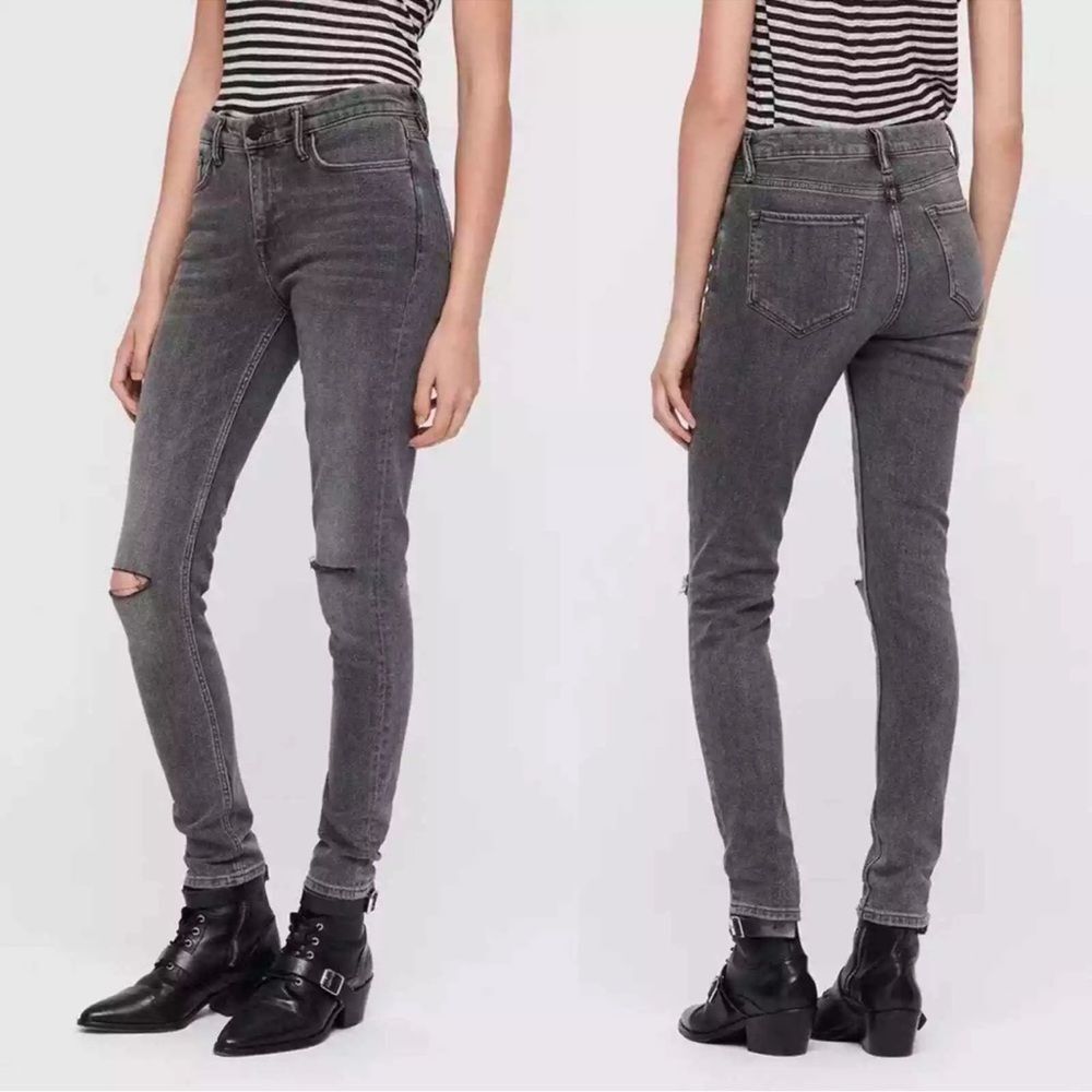 All Saints Grace Slashed moto distressed skinny jeans. Size 29